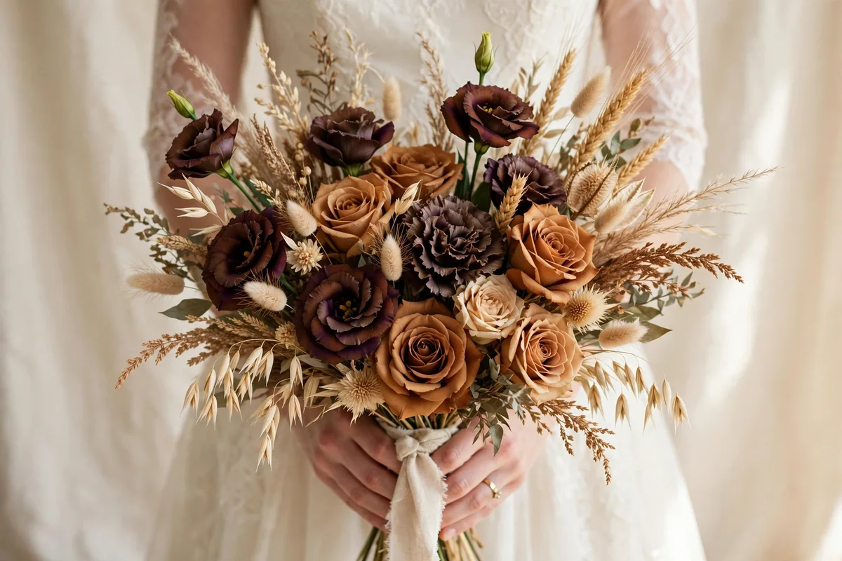Brown Wedding Flowers: 18 Bouquets and Centerpieces in Chocolate Tones